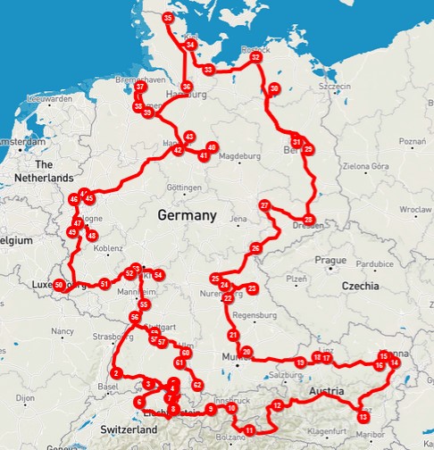 Mapa do Tour Vespa 2021